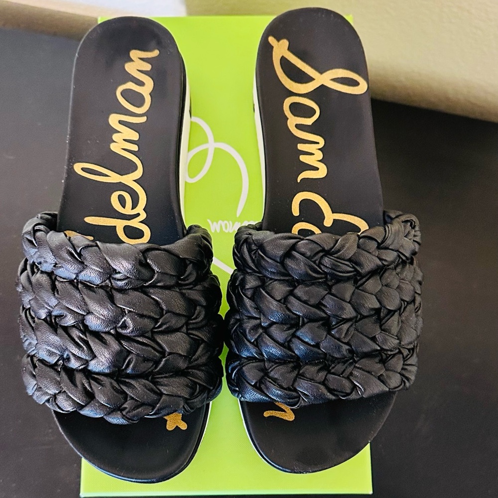 Sam Edelman Ainslie Slip-On Sandals – Black Napa Leather (Size 9)